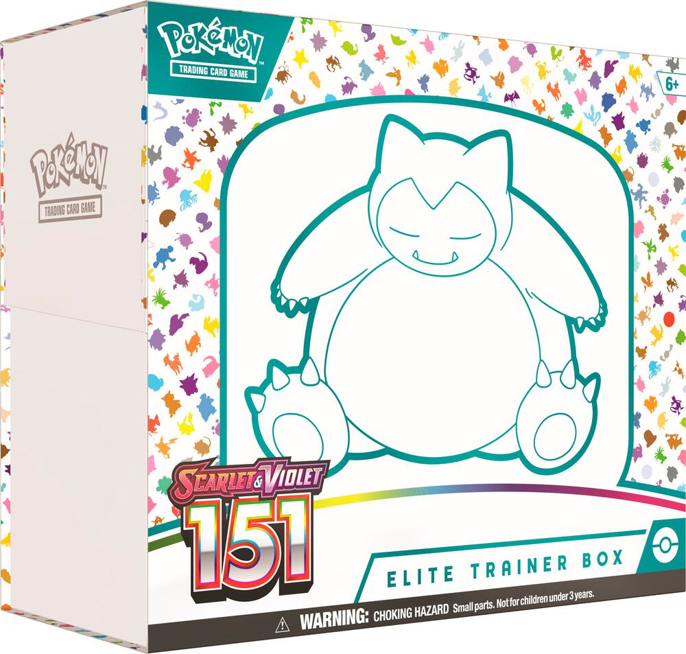 pokémon 151 elite trainer boxes includes 9 Scarlet & Violet booster packs, exclusive promo, card sleeves, dice, and storage box for collectors.